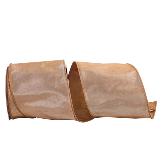 Reliant 4" x 10yd. Gold Dupioni Lamé Wired Metallic Ribbon